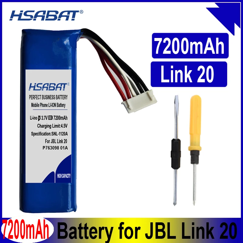 Аккумулятор HSABAT P763098 01A 7200 мА · ч для беспроводной колонки JBL link 20 | Электроника