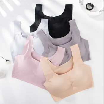 

Seamless Fitness Candy Women Underwear Cooling Gathers Shock-proof Thin Pad Push Up Bra Female Intimate Modis Bralette Lingerie