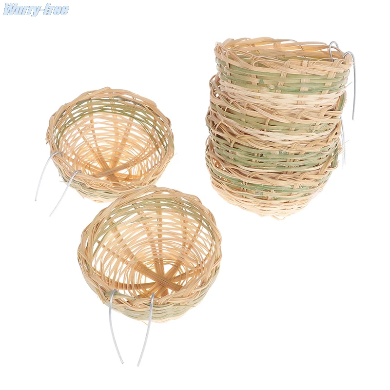 6Pcs Handmade Bamboo Bird Breeding Nest Bed for Budgie Parakeet Cockatiel Parakeet Conure Canary Finch Lovebird and Small Parrot bird house small animal sleeping bed