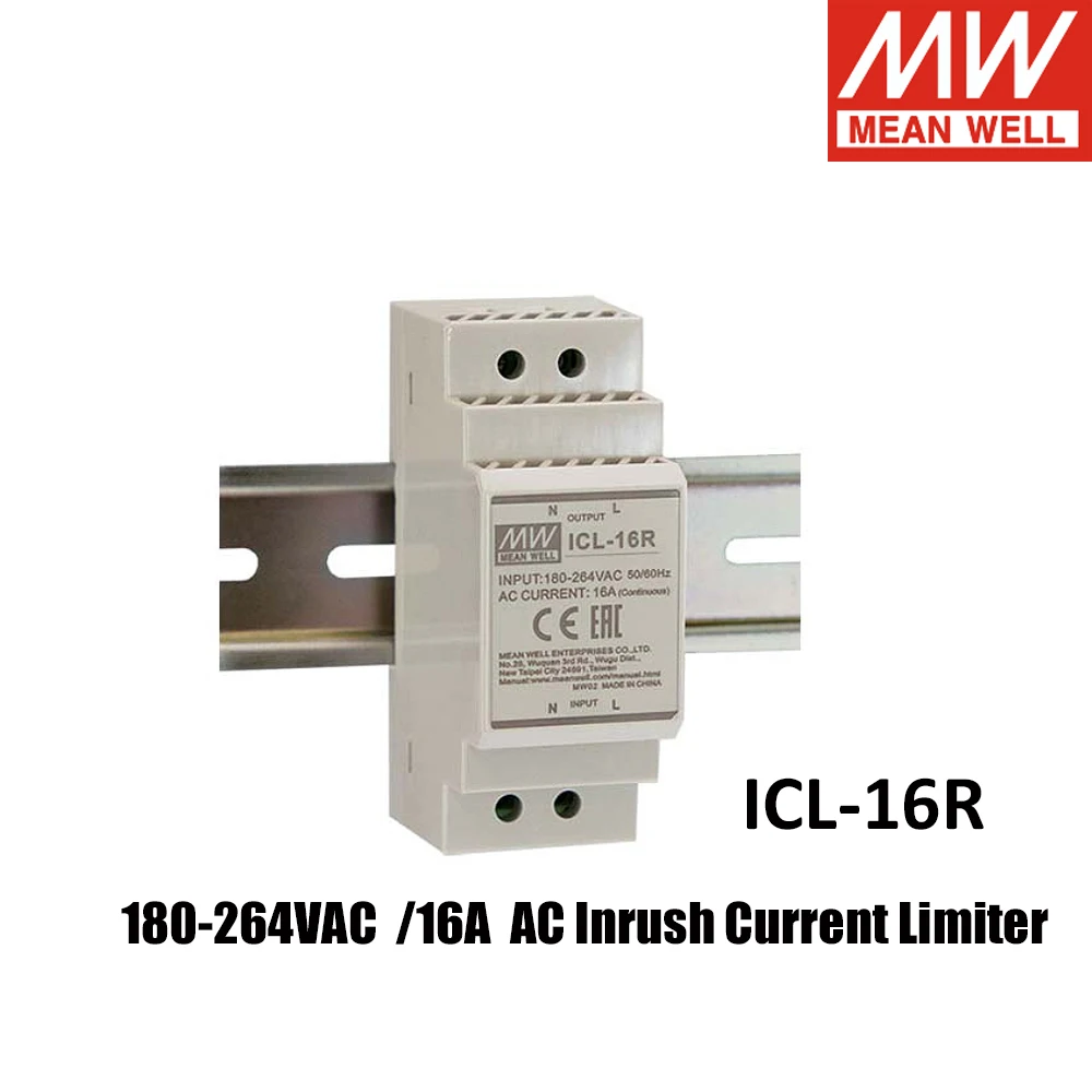 Mean Well Din Rail Type Switching Power Supply ICL16R 16A AC Inrush