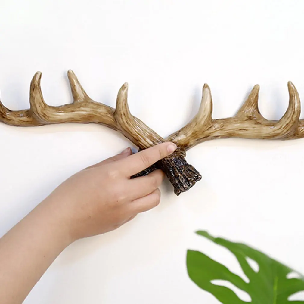 American Retro Antler Decorative Wall Hanging Coat Rack Closed Door Wall Clothes Hanger Decoration Wall Cast Iron Hook