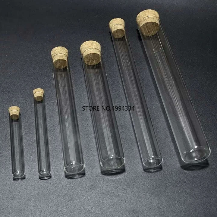 

12pcs/lot 12x75mm Flat bottom Clear Glass test tubes with cork stopper for kinds Lab/experiments