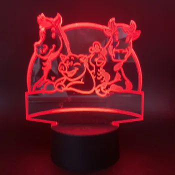 

Pig Cow Horse Led Night Light ZOO NightLight for Children Gift Bedroom Color Changing decorative Nightlights Cartoon 3D Lamp Led