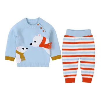 

Cartoon Baby Sets Knit Newborn Baby Girls Clothes 2019 Autumn Baby Boys Clothes T-shirt+Pants 2pcs Outfit Suit Infant Clothing