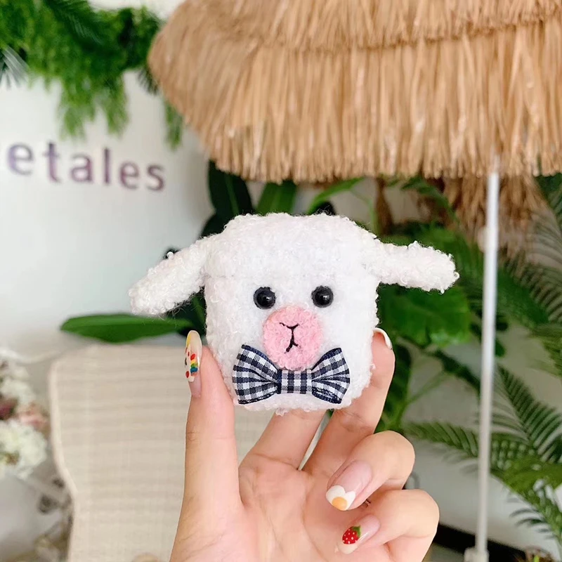 D Korean Style Cute 3D Winter Plush Duck Sheep Teddy Dog Silicone Accessories Case For Airpods 1 2 Wireless Bluetooth Cover Coque - Цвет: D