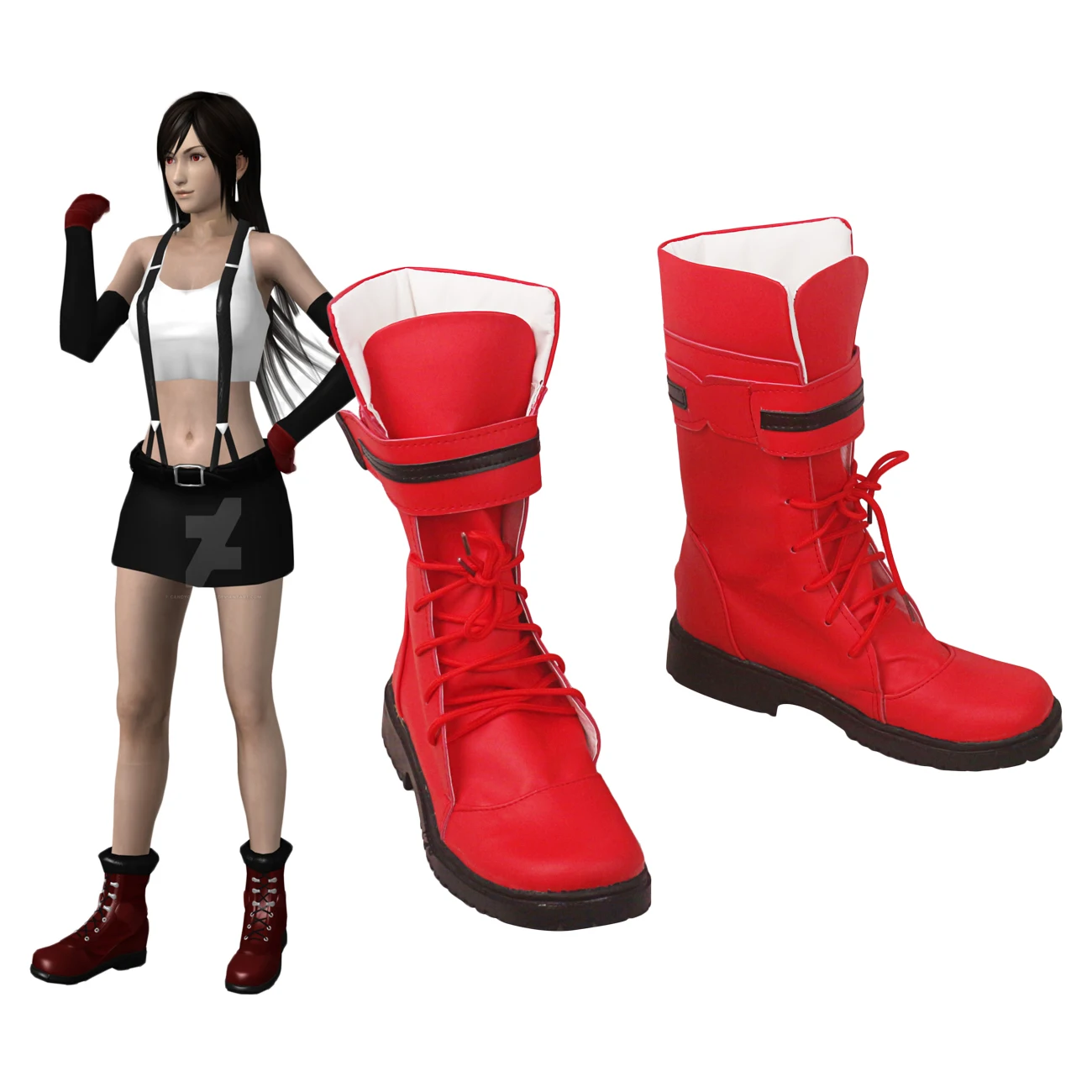 FF7 Tifa обувь для косплея финальная фантазия 7 Lockhart косплей сапоги красная на заказ