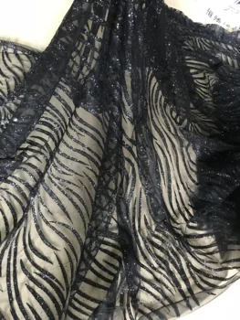 

hot selling glued glitter sequins French lace fabric L-104311 for party dress