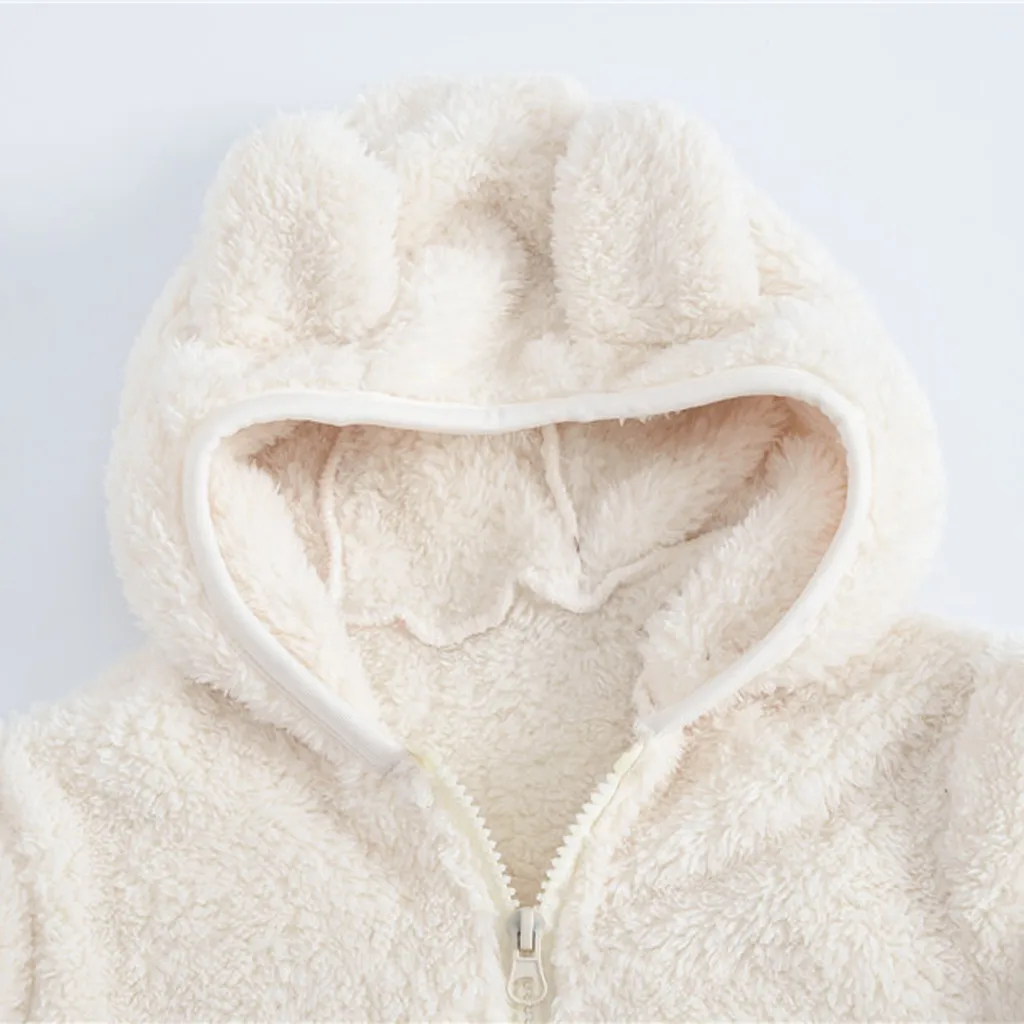 Куртка для маленьких девочек на осень Зимняя одежда для Дети ребенка Девочки Мальчики с милыми ушками, замок-молния, утепленное пальто с капюшоном теплая верхняя одежда# g4