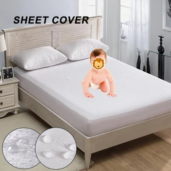 

White Waterproof Bed Covers Pad Towel Mattress Protector Hypoallergenic Fitted Sheet Cover Elastic 3