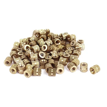

M3x5mm(L)-5mm(OD) Metric Threaded Brass Knurl Round Insert Nuts 100pcs
