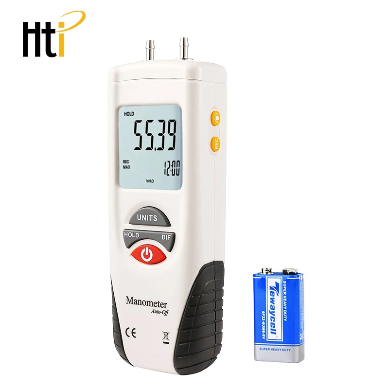 

Hti Manometer Digital Air Pressure Meter and Differential Pressure Gauge HVAC Gas Pressure Tester HT-1890