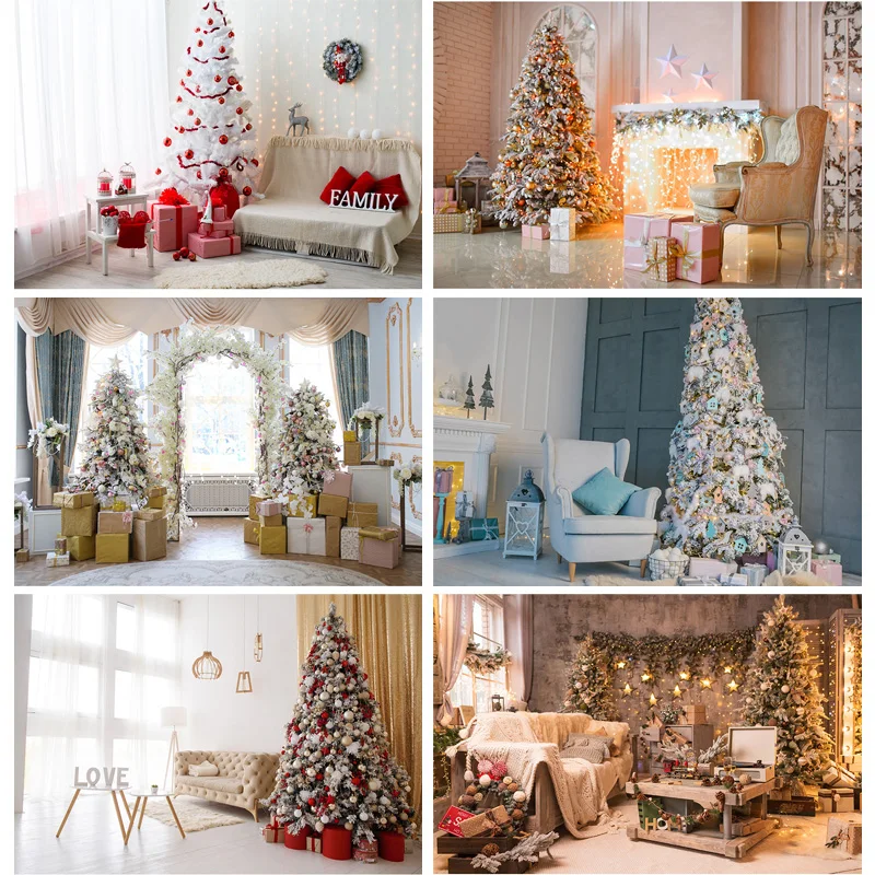 

SHUOZHIKE Christmas Indoor Photography Background Christmas tree Portrait Backdrops For Photo Studio Props JPT-03