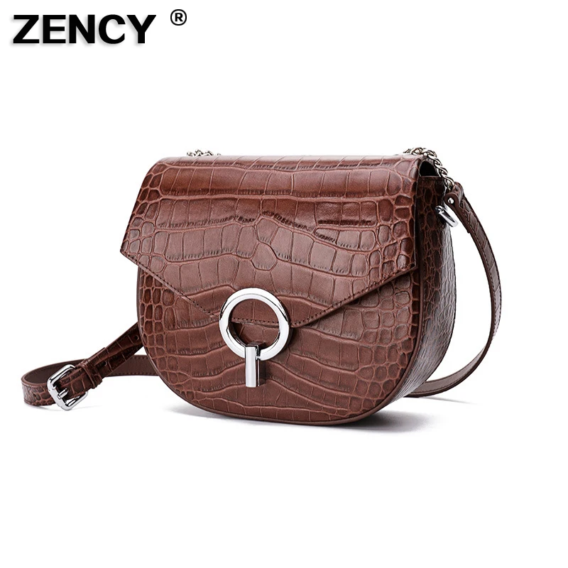 Padrão de Crocodilo Bolsas do Mensageiro para Mulheres Zency Genuíno Couro Vaca Clássico Pequenos Corpo Cruz Bolsa Ombro Superior 100%