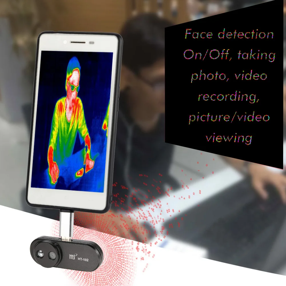 US $129.00 Mobile Phone Thermal Imager External Image Camera Video HT102 Thermometer Thermal Imager Night Vision OTG Android Phone 814m