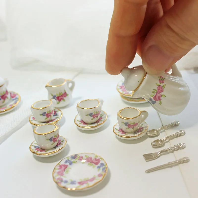 

1set Mini ceramic tea set teacup Miniature food play for Blyth bo11 1/6 1/12BJD Dollhouse accessories Kitchen toys
