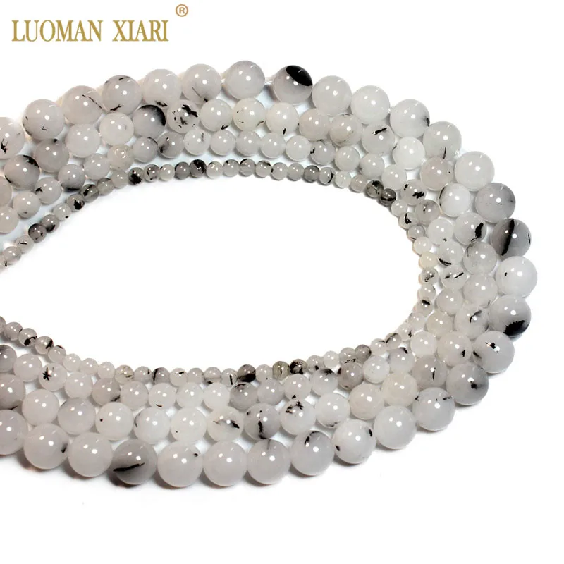 

Wholesale Black Rutilated Quartz Round Natural Stone Beads For Jewelry Making DIY Bracelet Necklace 4/6/8/10 mm Strand 15''