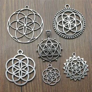

5pcs Antique Silver Color The Flower Of Life Charms Jewelry Findings DIY Charms For Jewelry Making The Seed Of Life Charms