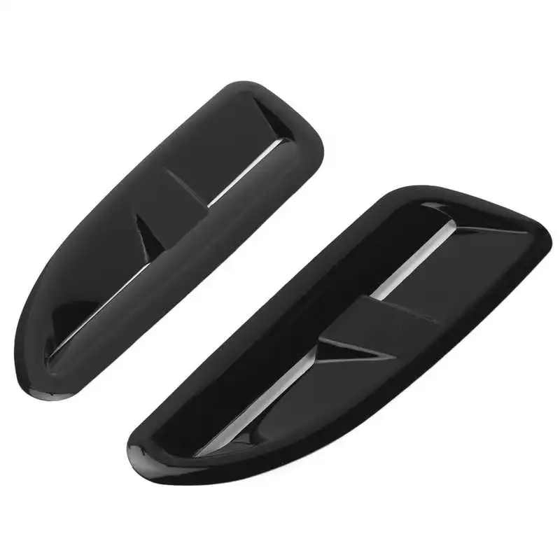 2pcs Car Bonnet Vents Hood Air Vent Cover Trim ABS Glossy Black Universal Auto Body Parts ABS