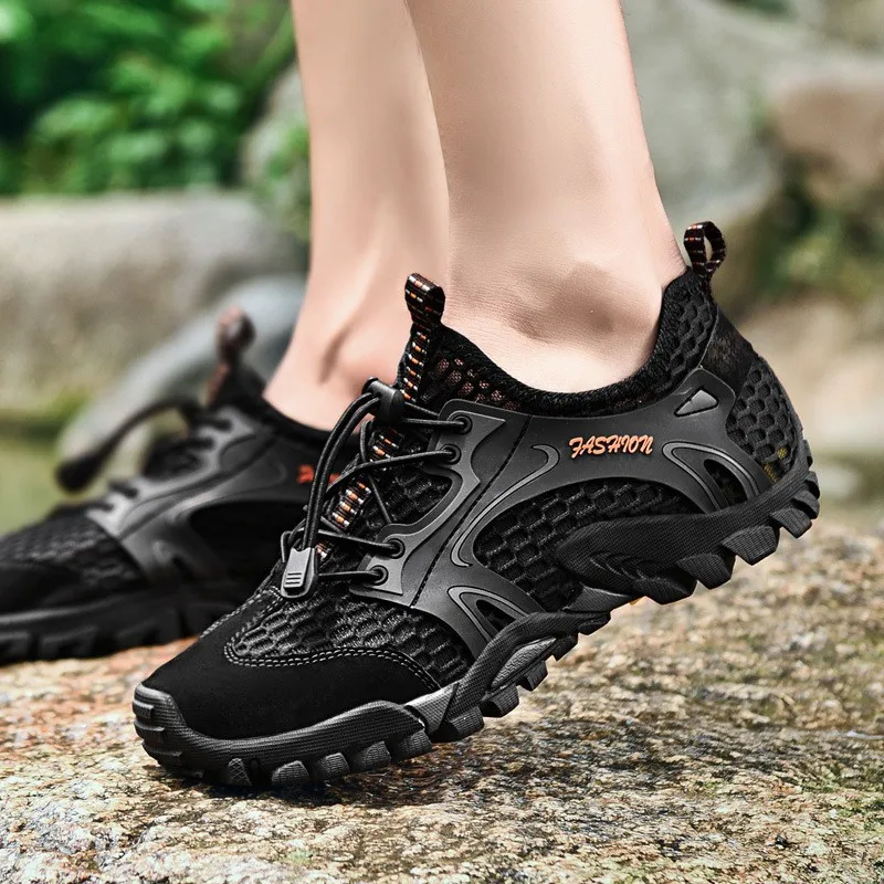 Summer Breathable Men Hiking Shoes Mesh Outdoor Men Sneakers Climbing Trekking Shoes Men Sport Shoes Quick-dry Water Shoes
