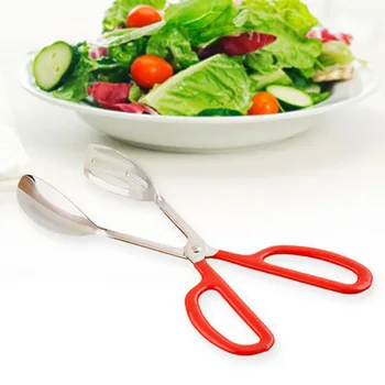 

Stainless Steel Food Serving Tong with Anti-slip Handles Bread Cake Clip Clamp for Salad Barbecue Buffet Party Kitchen Utensil