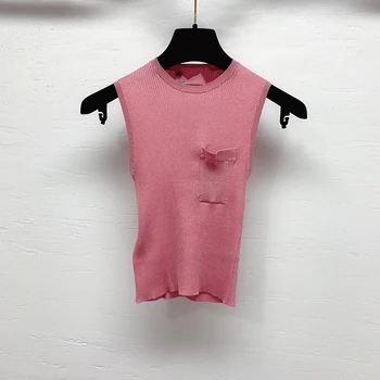 

Summer Sleeveless Striped Pullover Women Sweater Knitted 2020 Sweaters O-Neck Tops Korean Pull Femme Jumper Female