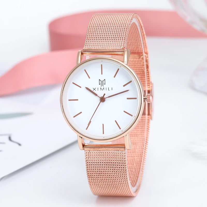 Montre Femme 2019 ультра-тонкие женские часы розовое золото сетчатый ремень кварцевые