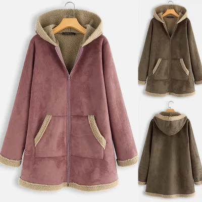 

2020 Women's Jacket New Plus Size Long Sleeve Thick Coat Plus Velvet Deerskin Hooded Cotton Jacket Fasion Hot Selling