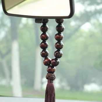 Wood Buddha Beads Car Rearview Mirror Hanging Pendant Interior Decoration Ornament Car Accessories 1