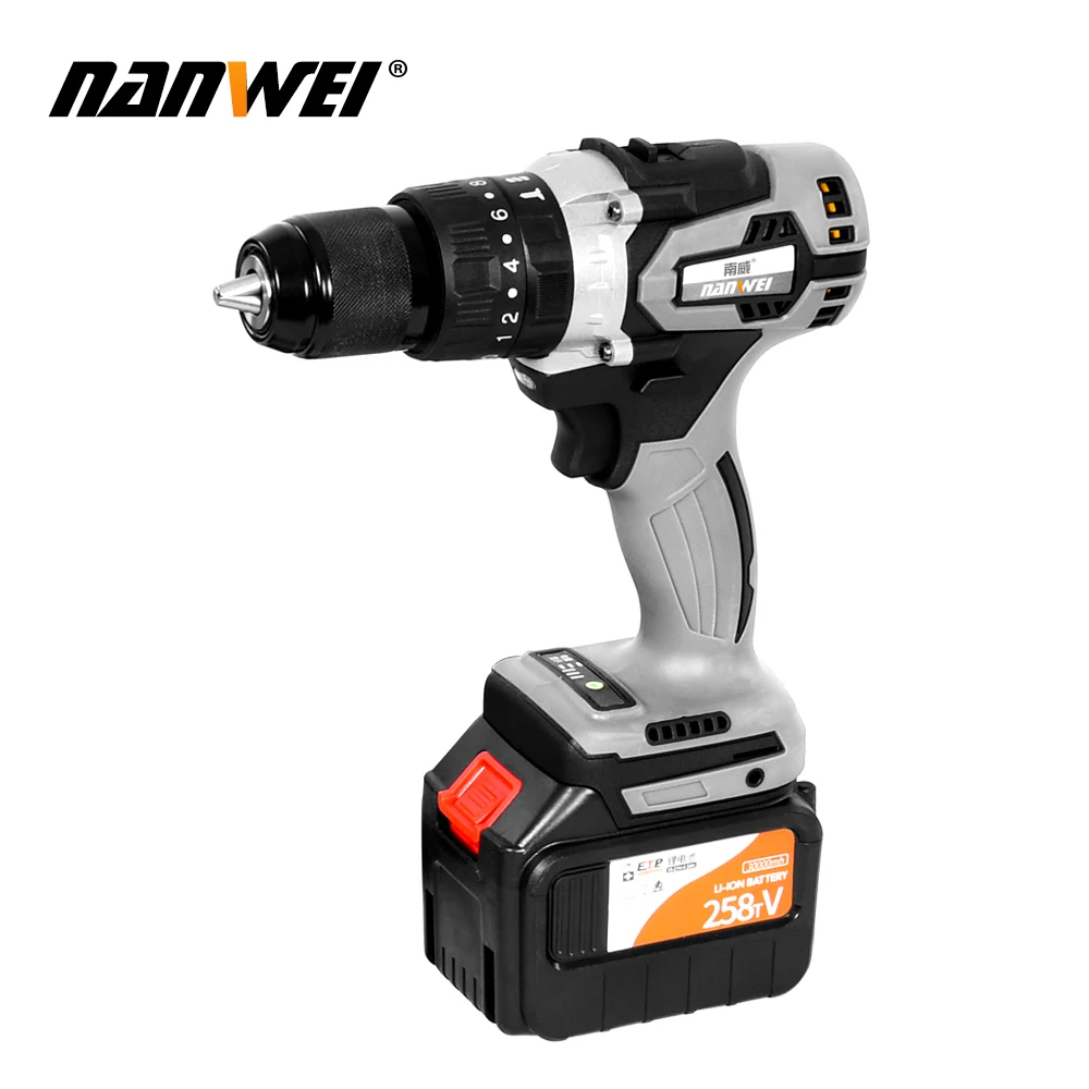 168/198/258tV Cordless Lithium 2 Battery Drills Screwdriver Rechargeable Electric Drill Tool for Scaffolder Carpenter Repairm