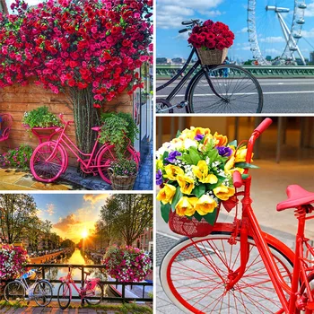 

Retro Bicycle Picture DIY Oil Painting By Numbers Adult Handpainted Painting Drawing Kit Full Set 40X50cm Handicrafts DIY Gift