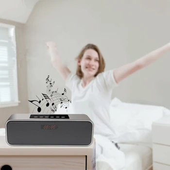 

Bluetooth Wireless Speaker Metal Portable Stereo Sound Speakers System Mp3 Music Audio Player Support FM Tf Card Aux Alarm Clock