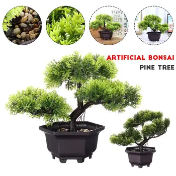 

Pine Bonsai Simulation Decorative flowers and Wreaths Artificial Flowers Fake Green Pot Plants garden Home Decoration