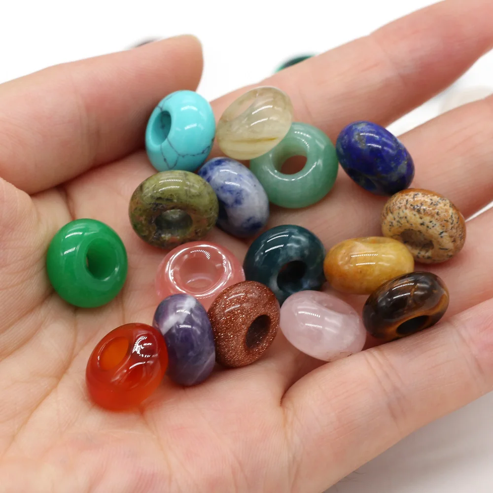 

10pcs Natural Agates Stone Beads Big Hole Loose Beads For Women Making Jewerly Errings Necklace Size 7x14mm Hole 6mm