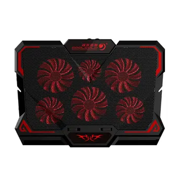 

17 Inch Gaming Laptop Cooler Height Adjustable 6 Fans LED Screen Switches Adjust 2 USB Ports Notebook Computer Cooling Pad