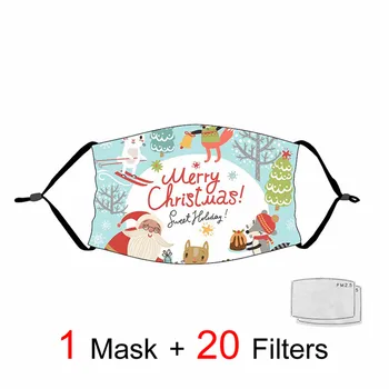 

Santa Claus Christmas Tree Rabbit Masks Snow Festival Masks Pattern Adult And Kids Cute Face Masks Reusable Dust-proof Masks