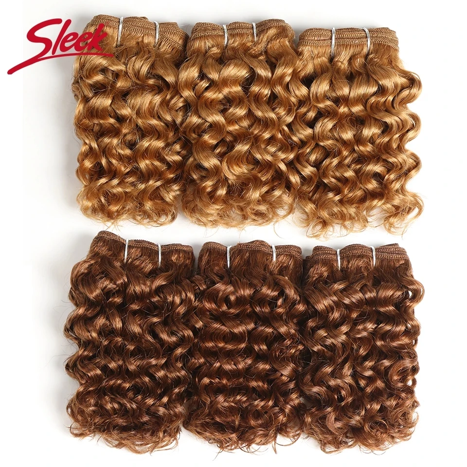 Human Hair Extensions Human Hair Bundles Sleek Indian Remy Jerry Curl Brown 4# Double Drawn 27# Piano Color P1B/30 P4/27 Bundles Hair Extension 3Pcs Total 100 Grams