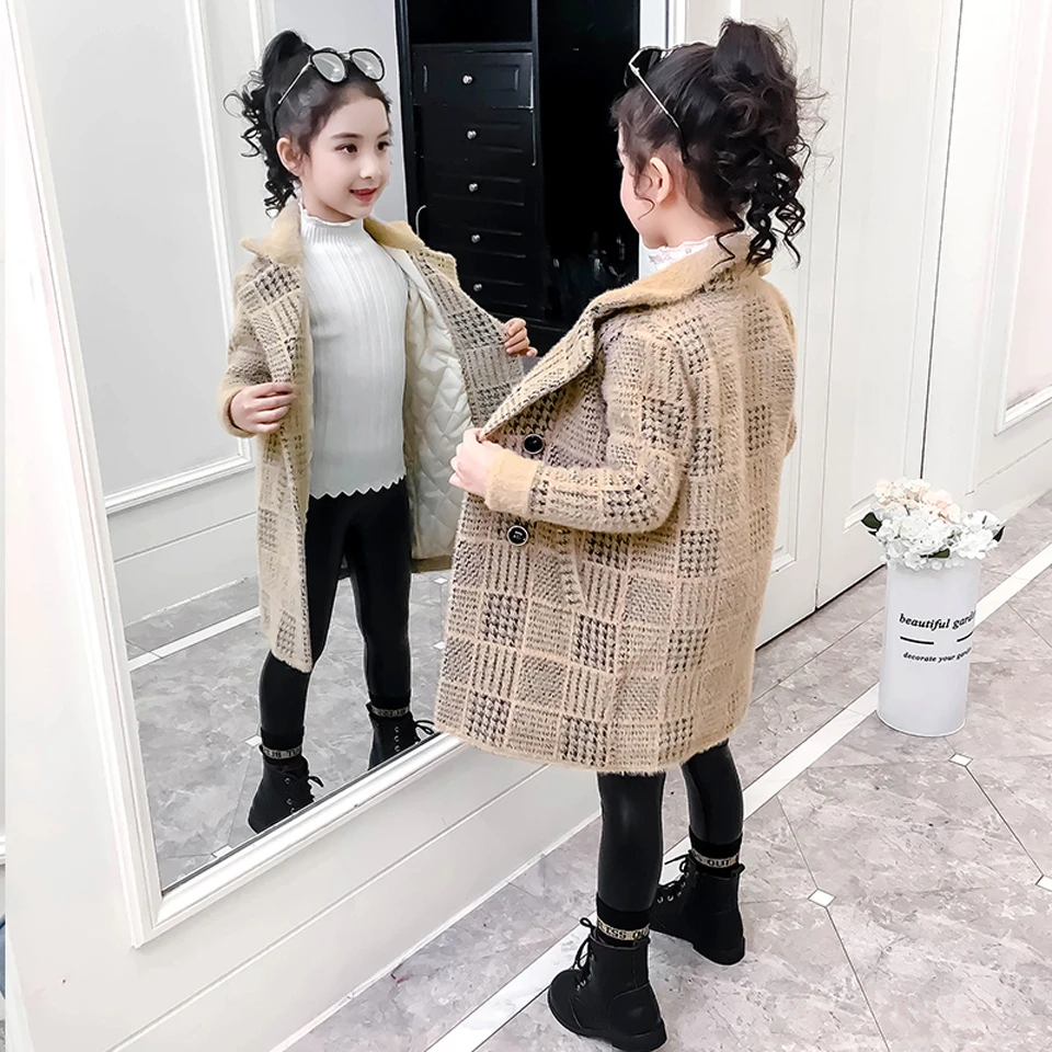 Kids Girl Overcoat Winter New Thick Wool Coat For Girls Teens