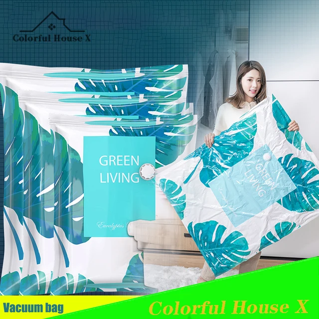 Nagy Kapacitású Vákuumkompressziós Táska Kipufogó-Válogató Zsákhálószoba Szekrény Tároló Lezárt Megtakarító Tér Kék