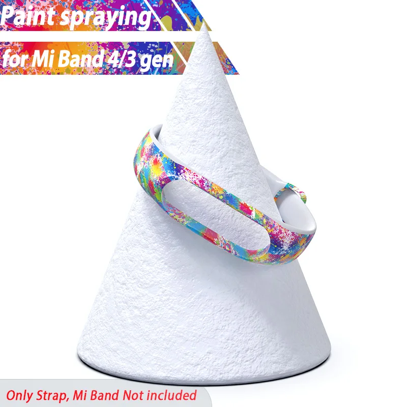 Ремешок для xiaomi mi band 4, ремешок на ремешке 3, силиконовый цветной милый браслет на запястье, камуфляжный браслет на mi Band 4, ремешок 3, Новинка - Цвет: Paint Spraying