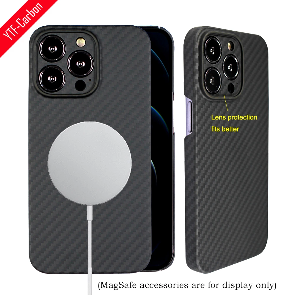 YTF-carbon carbon fiber Phone case For iphone 13 Pro Max Magnetic  case Magsafe charging Aramid fiber iphone 13 Pro cover