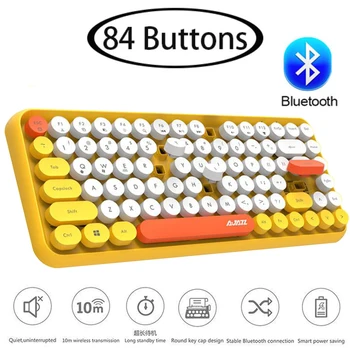 

Ajazz 308i Wireless Bluetooth Keyboard Retro Round Keycap for Tablet Laptop Smartphone Support iOS Windows Android System