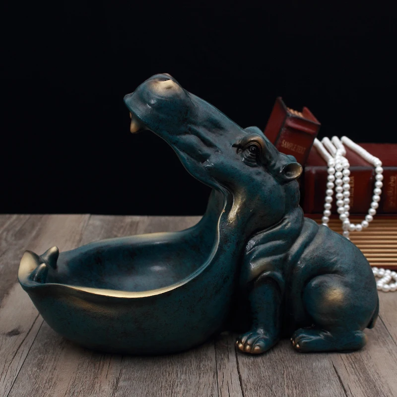 3D Бегемот статуэтка аксессуары для украшения дома стол скульптура коробка
