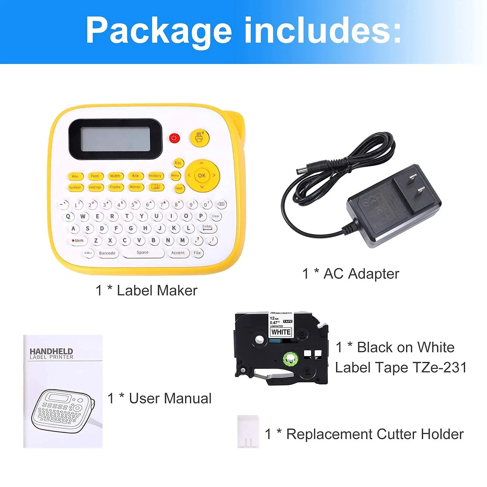 Portable Label Maker Phomemo D210S Compatible for Brother Label Tape for Home & Office Organizations QWERTY Keyboard AC Adapter mini portable thermal printer Printers