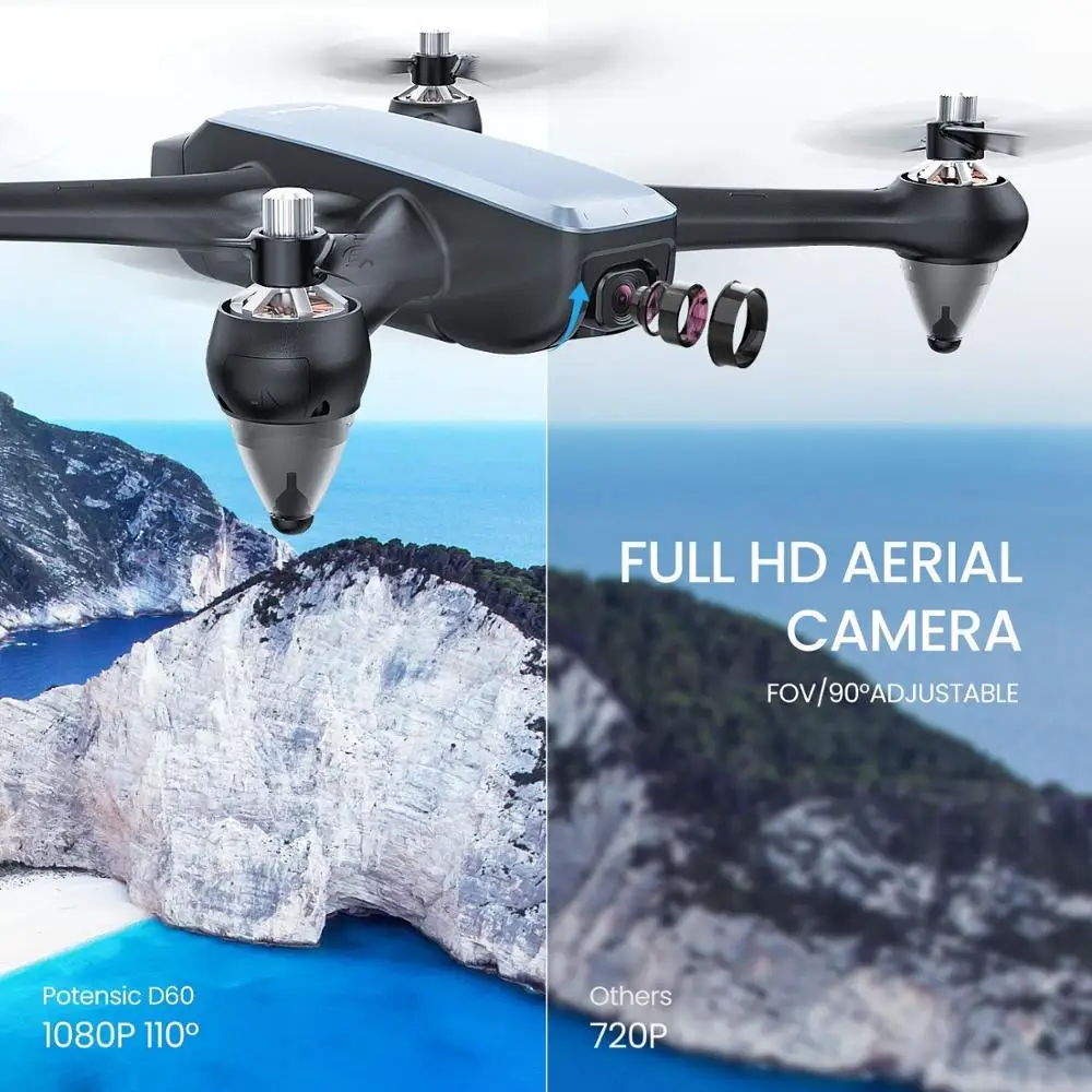 Potensic D60 gps Дрон с 4K широкоугольным HD FPV двойной камерой бесщеточный мотор RC Дрон Квадрокоптер