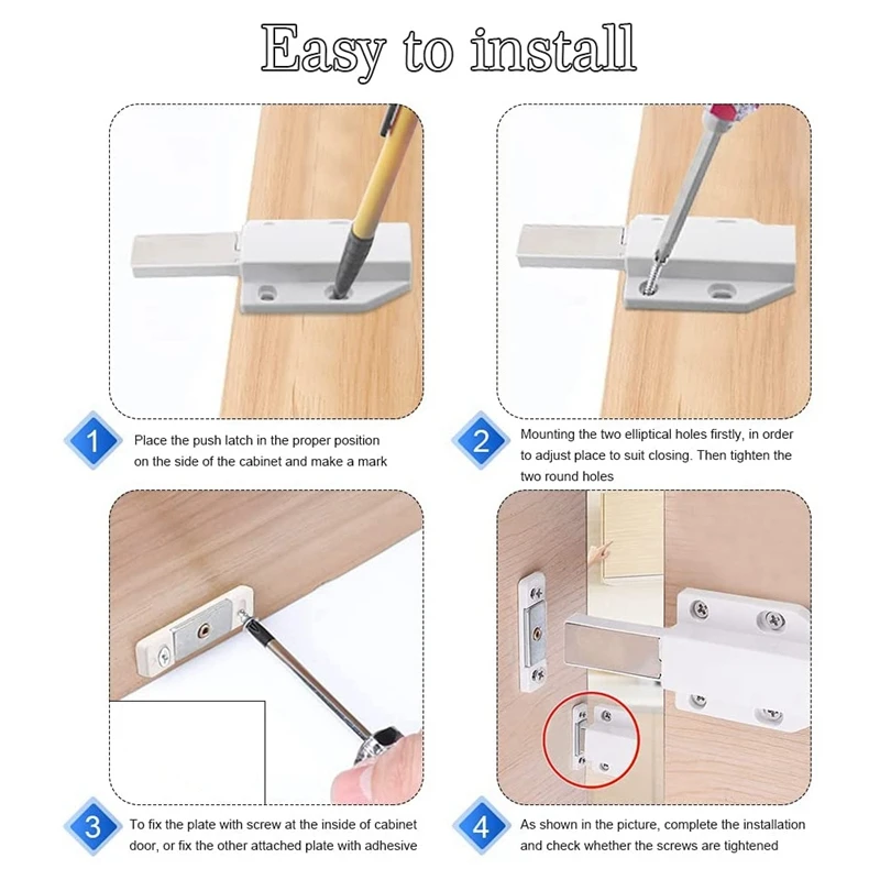 ABSF Push Latch Heavy Duty 4 Pack for Large Door Magnetic Contact Latches magnetic cabinet catches magnetic cabinet latches