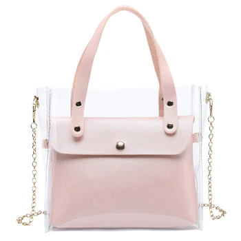 

Transparent Small Square Bag Shoulder Diagonal Package Ladies Jelly Package Fresh Packet Pink