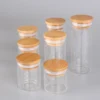 6pcs/lot 50ml 60ml 80ml 90ml 100ml 120ml 150ml Glass Candy Bottles With Bamboo Caps Pill Container Empty Bottles For Art Crafts 4