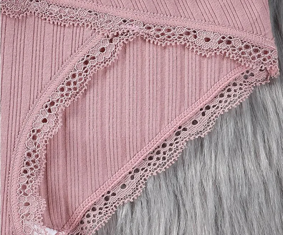 2PCS Rib Stretch Cotton Maternity Panties with Lace Low Waist Belly Underwear Clothes for Pregnant Women Pregnancy Briefs