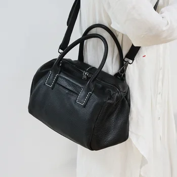 

Women Handbags Designer Bag Female Genuine Leather Boston Commute Totes Casual Solid Large Shoulder Crossbody Bags High Quality