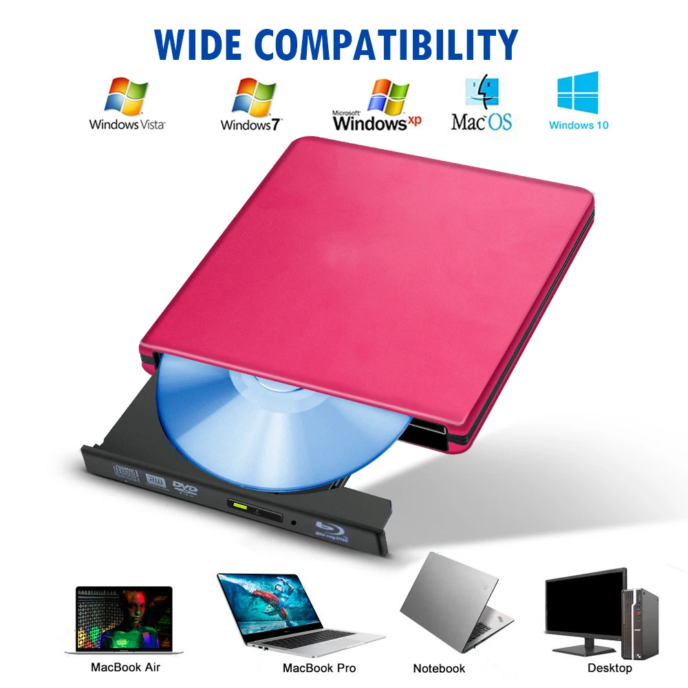 Blu-Ray USB 3,0 внешний BD/CD/DVD привод горелки для Mac/Windows 10/ноутбука/ПК оптический привод плеер записи